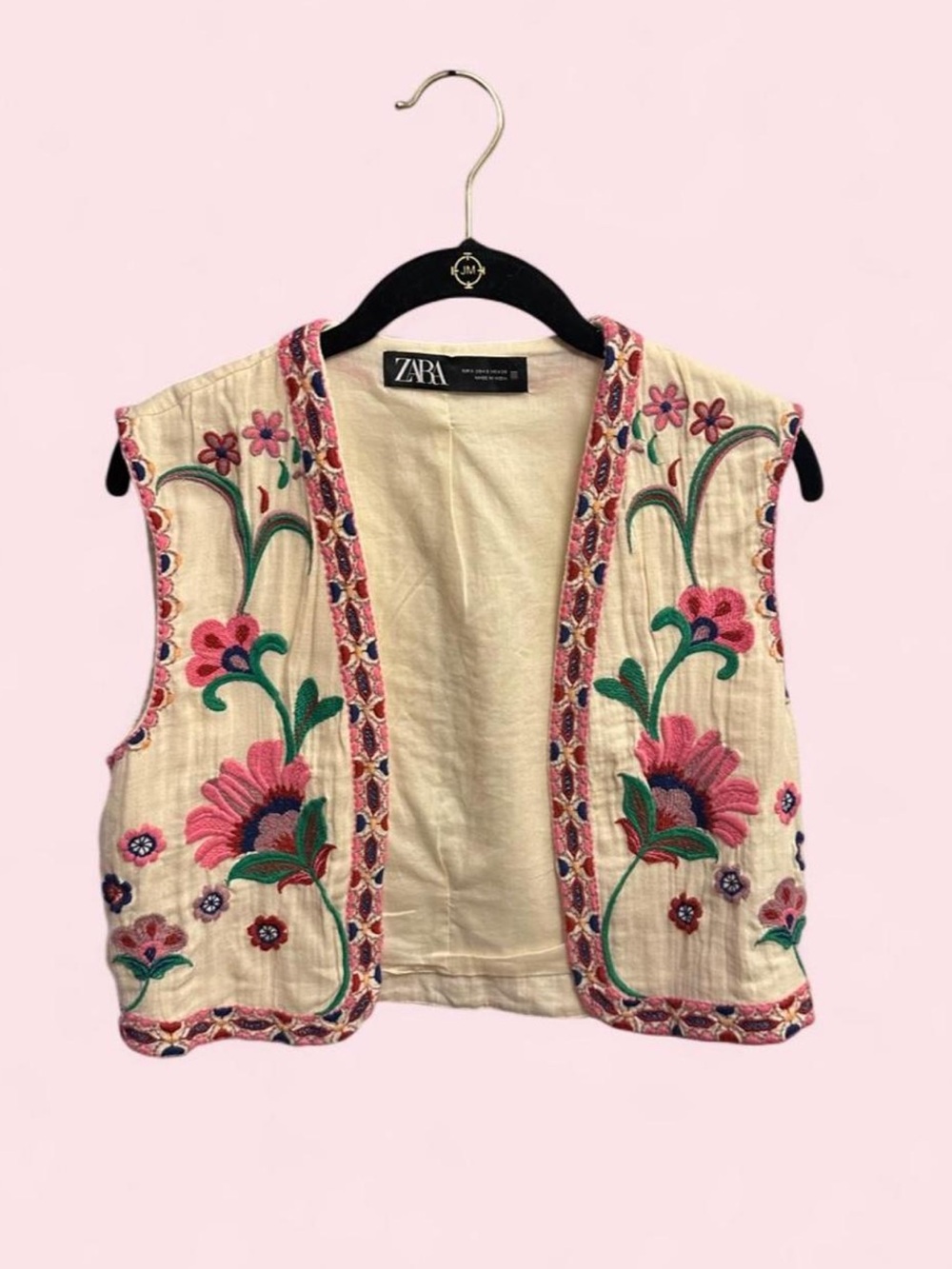 Zara - Cream Floral Embroidered Vest